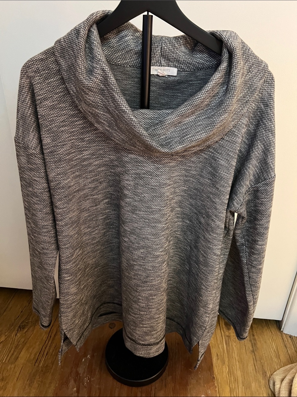 T By Talbots Cozy Gray Cowl Neck Women's Sweater